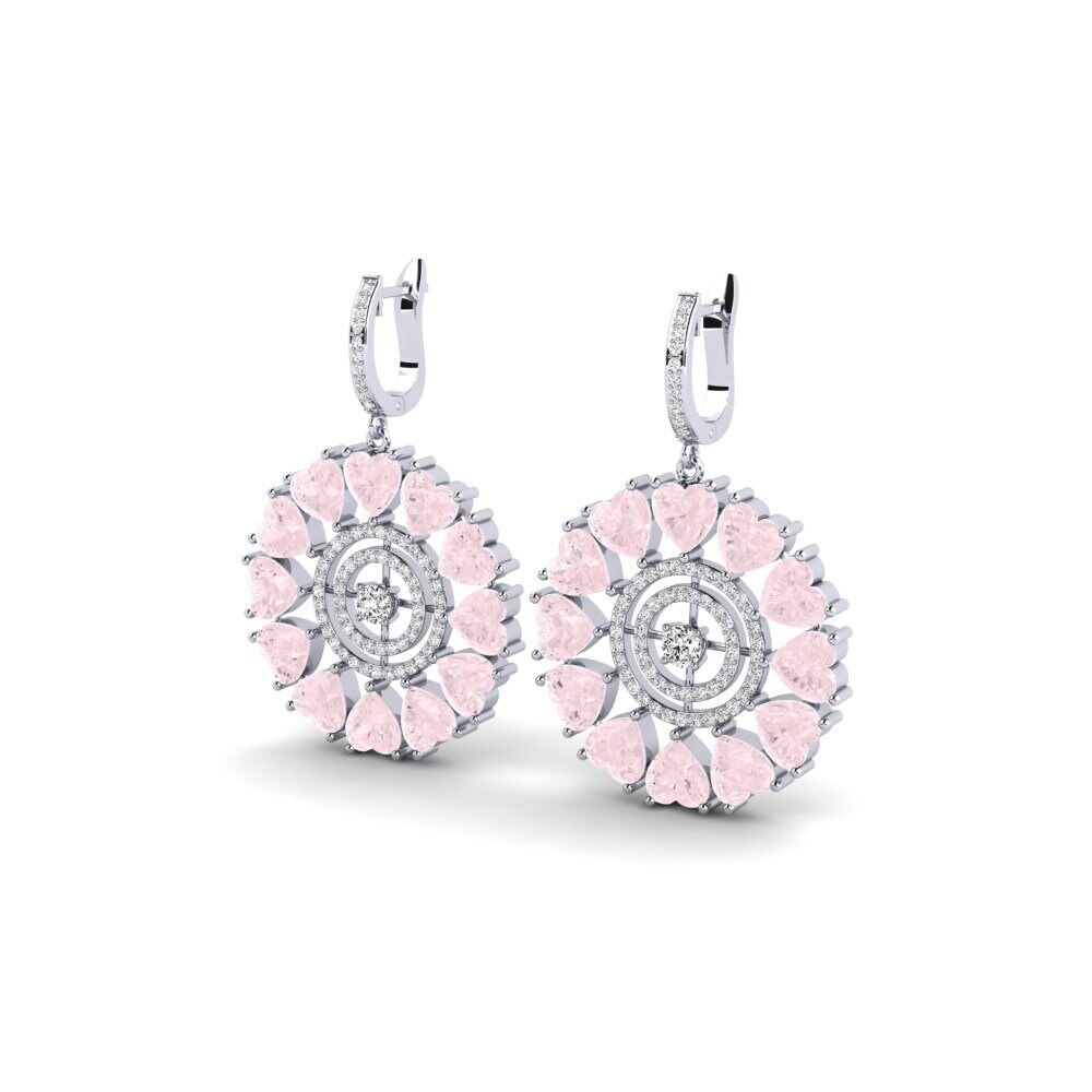 Oro Bianco 375 Quarzo Rosa Orecchino da donna Sandsford