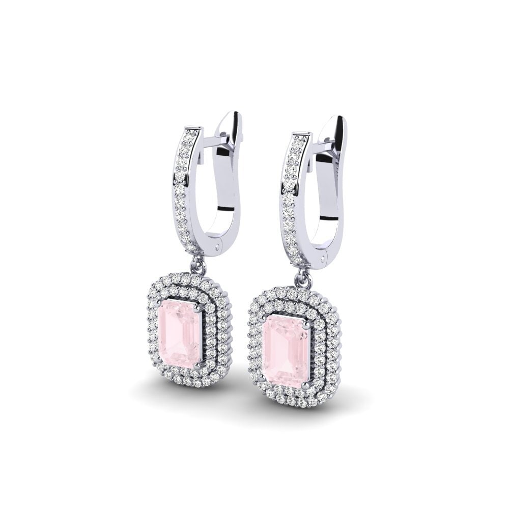 Oro Bianco 375 Quarzo Rosa Orecchino da donna Sightless
