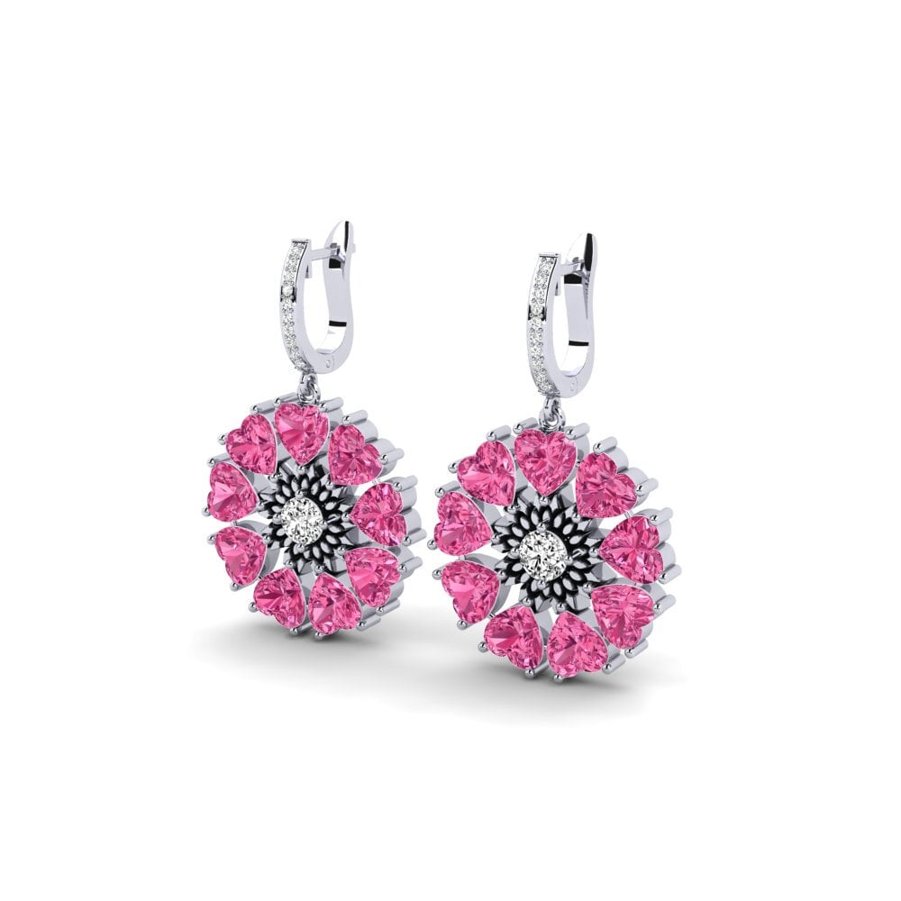 Platino 950 Turmalina rosa Pendiente de mujer Stepphle