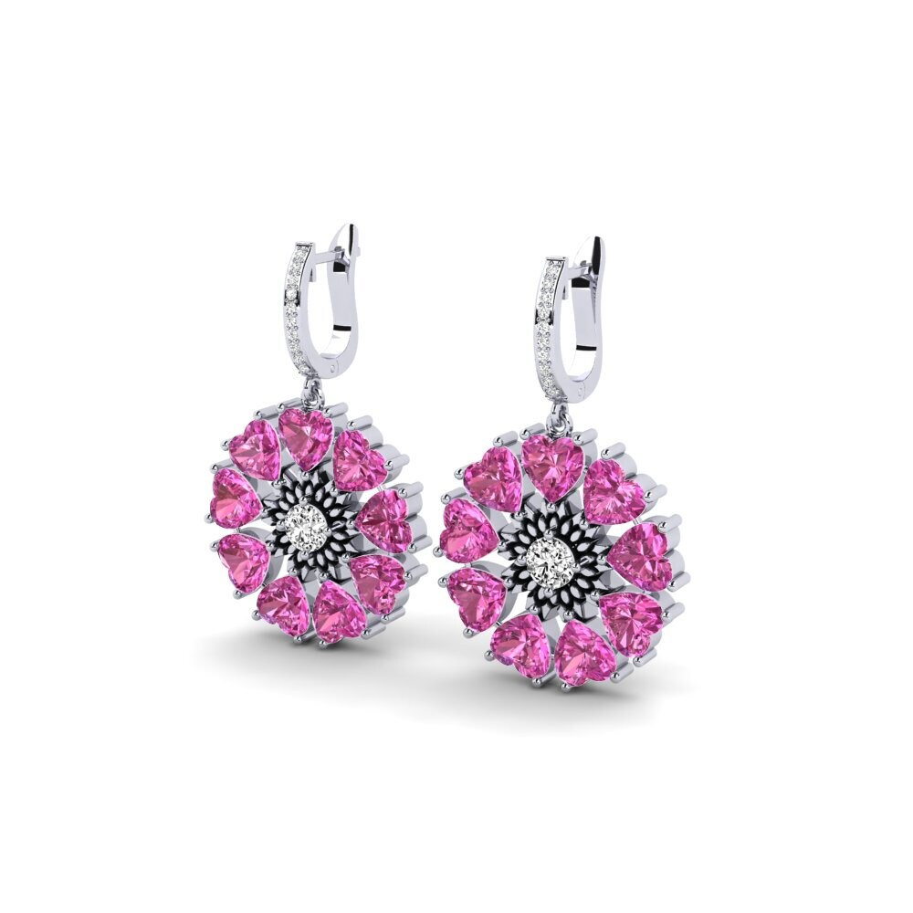 18k Oro Blanco Topacio Rosa Pendiente de mujer Stepphle