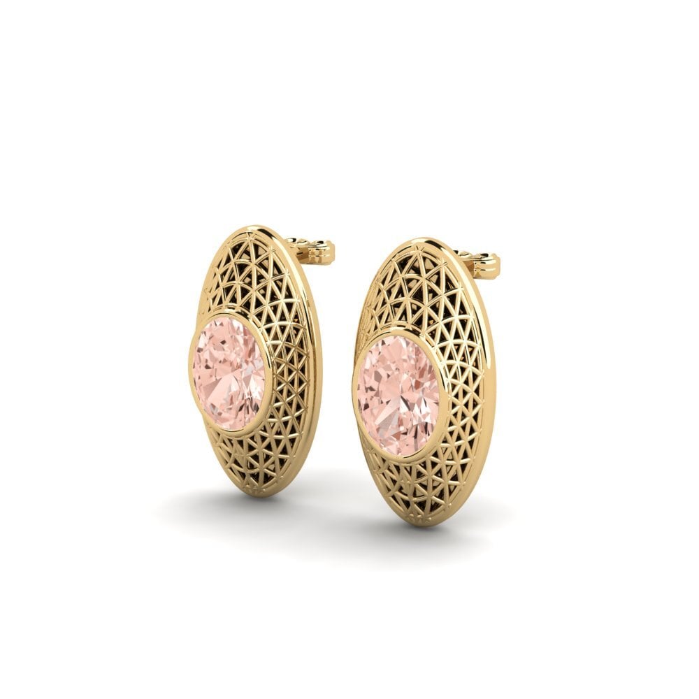 14k Oro Amarillo Morganita Pendiente de mujer Tempel