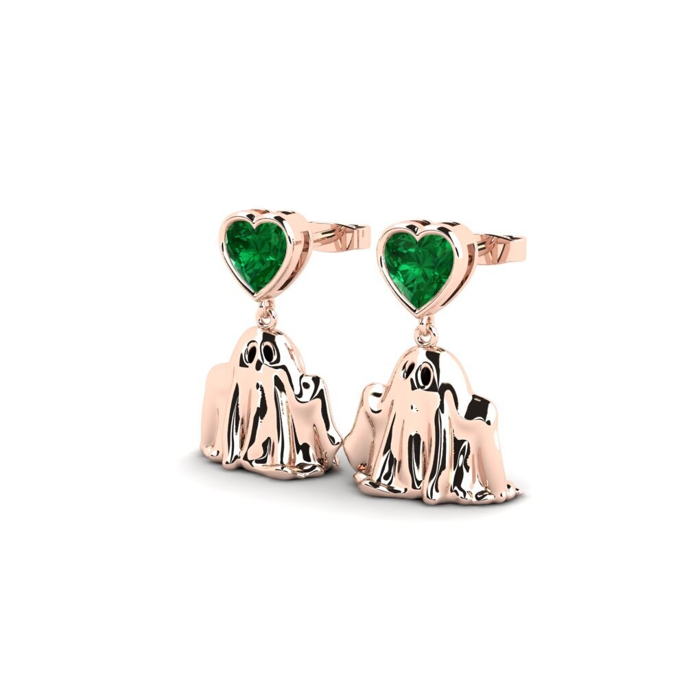 18k Oro Rosa Esmeralda (creada en laboratorio) Pendiente de mujer Yfidal