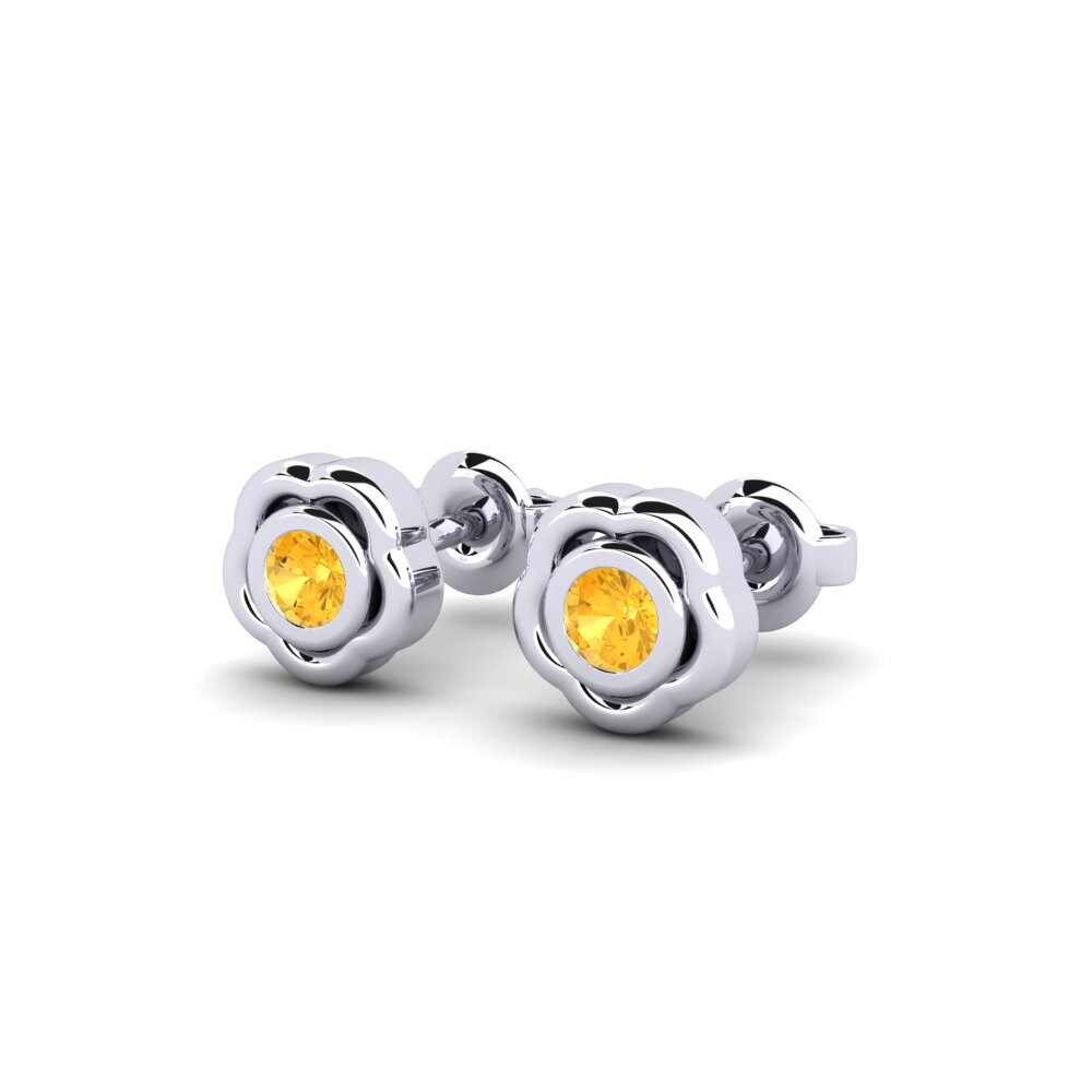 18k White Gold Citrine Kid's Earring Anes