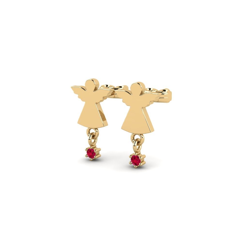 14K Yellow Gold Round Ruby Kid's Earring Dratistoyr