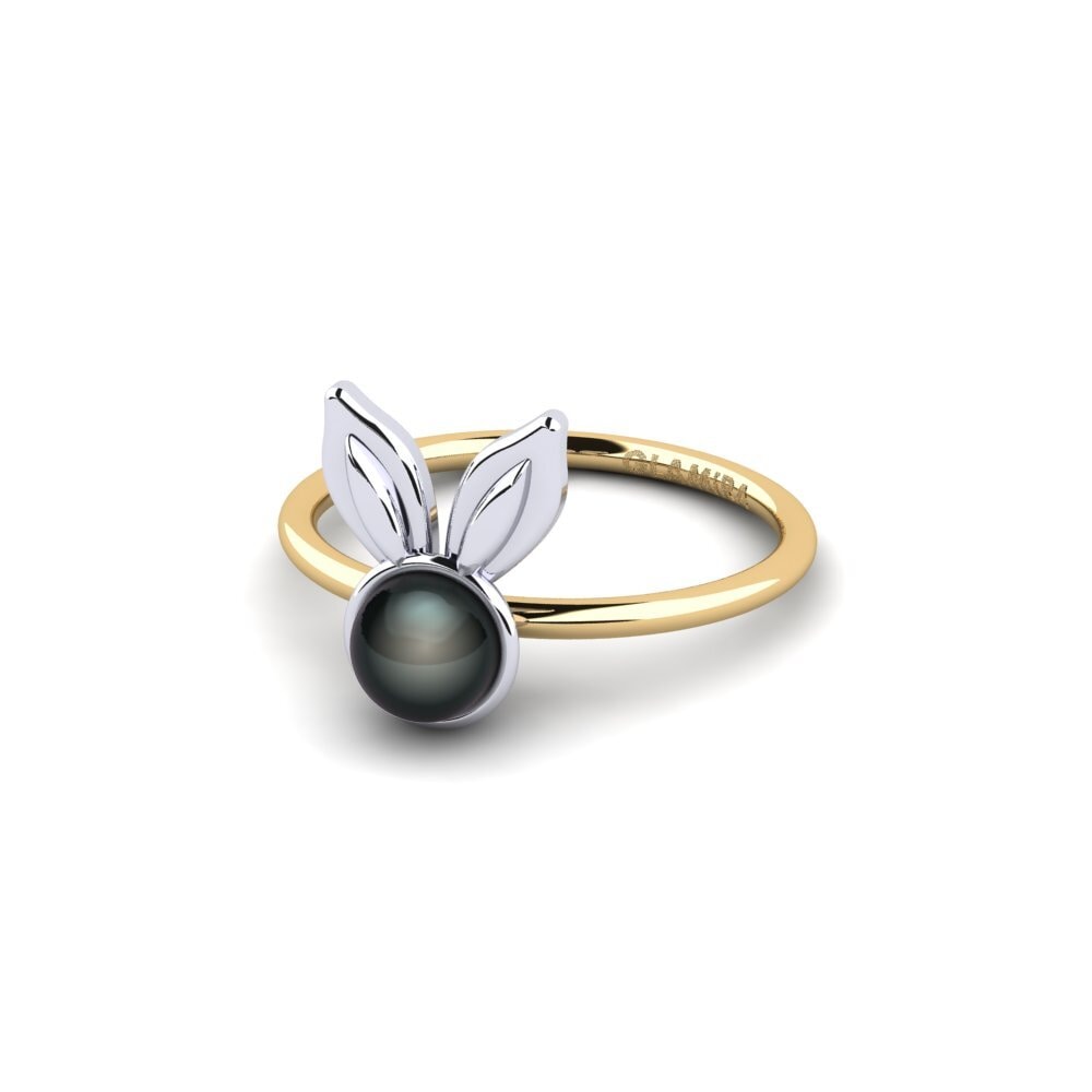 14k Oro Amarillo & Blanco Anillo para Niño Huskier