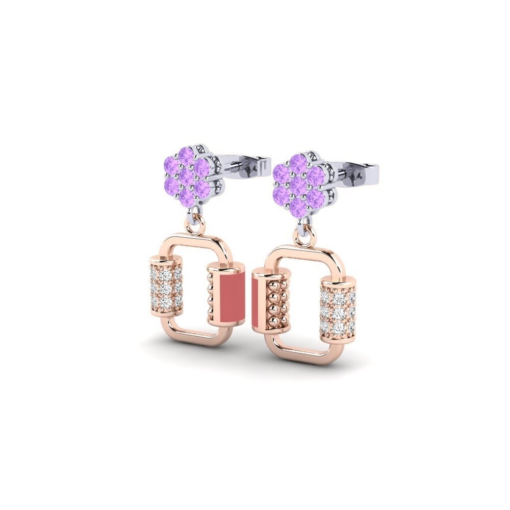 14k Rose & White Gold Amethyst Kid's Earring Nacho