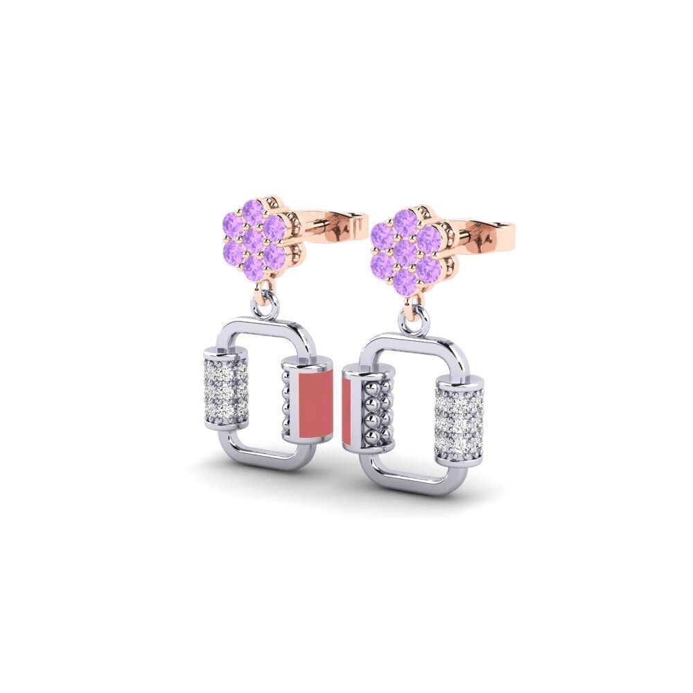 14k White & Rose Gold Amethyst Kid's Earring Nacho