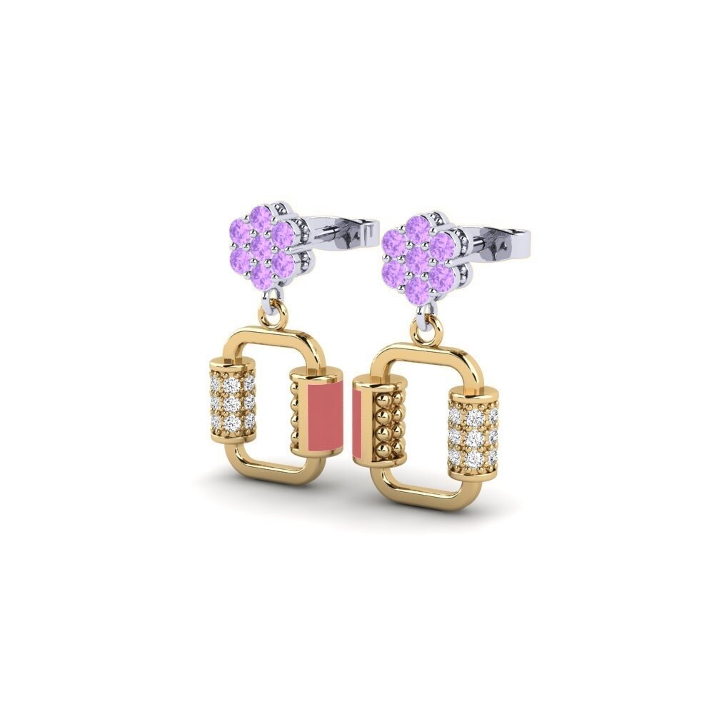 14k Yellow & White Gold Amethyst Kid's Earring Nacho