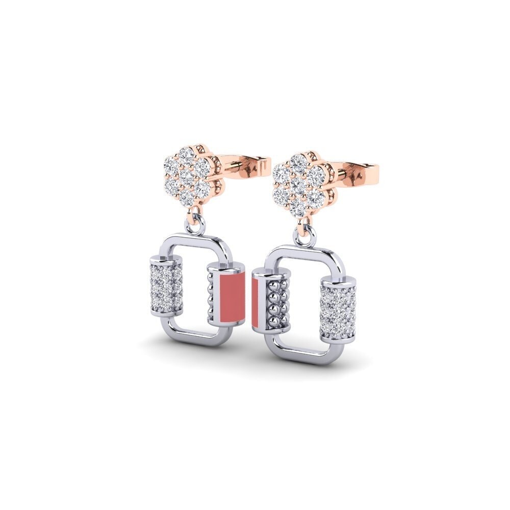 14k White & Rose Gold Lab Grown Diamond Kid's Earring Nacho