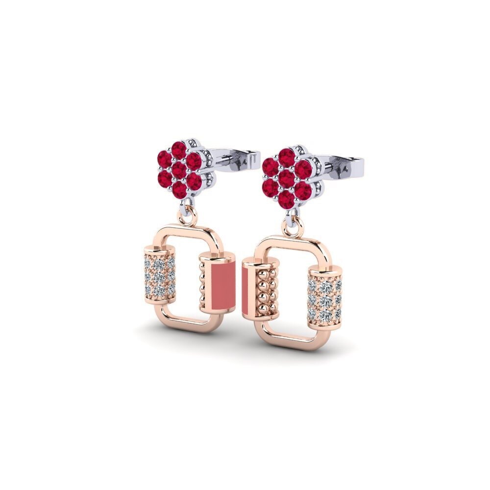 18k Rose & White Gold Ruby Kid's Earring Nacho