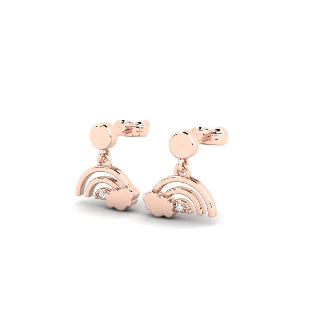 18ct Rose Gold Round Zirconia Kid's Earring Negrosee