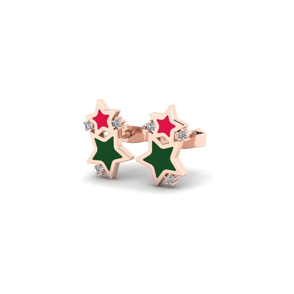 18ct Rose Gold Round Zirconia Kid's Earring Pectic
