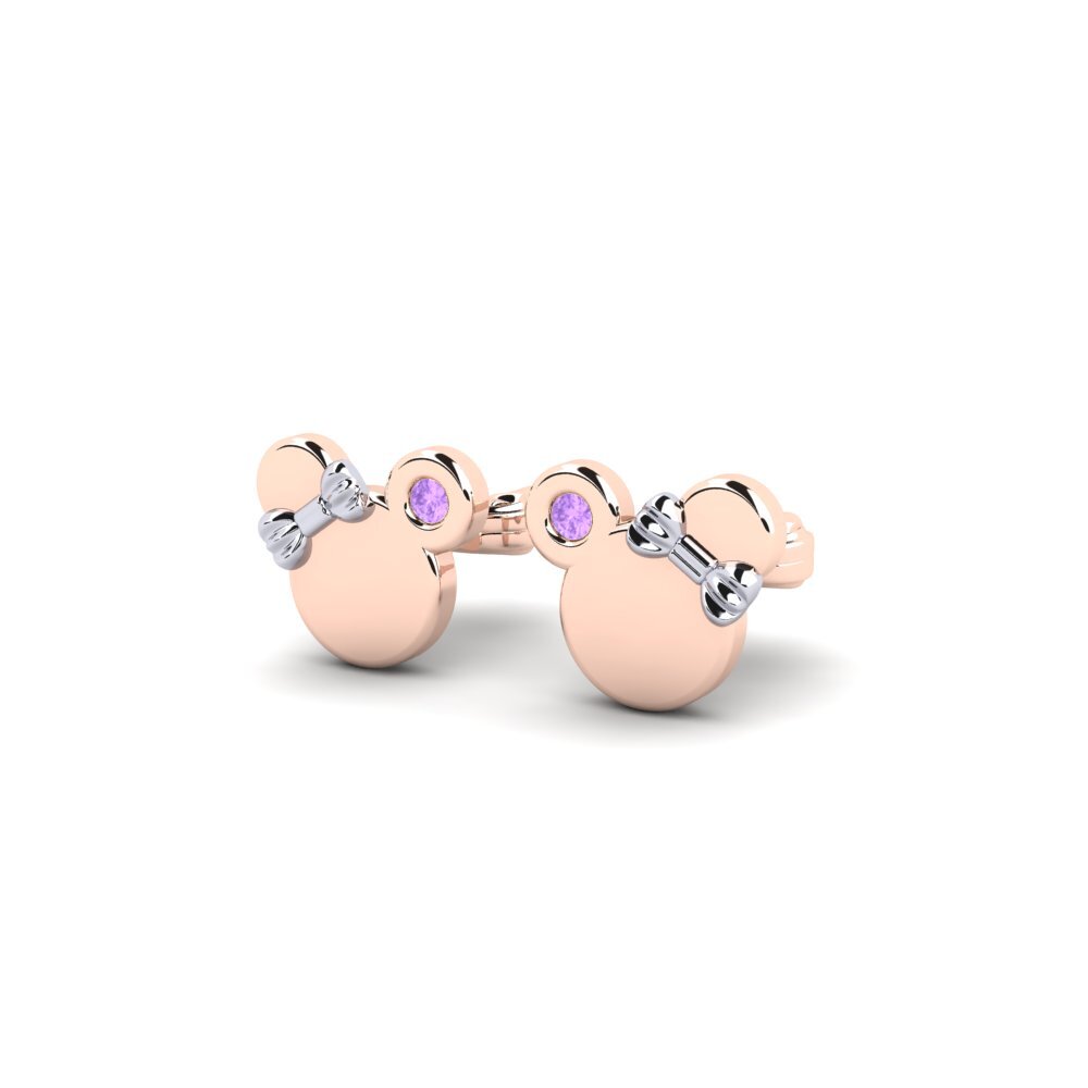 14k Rose & White Gold Amethyst Kid's Earring Shappir