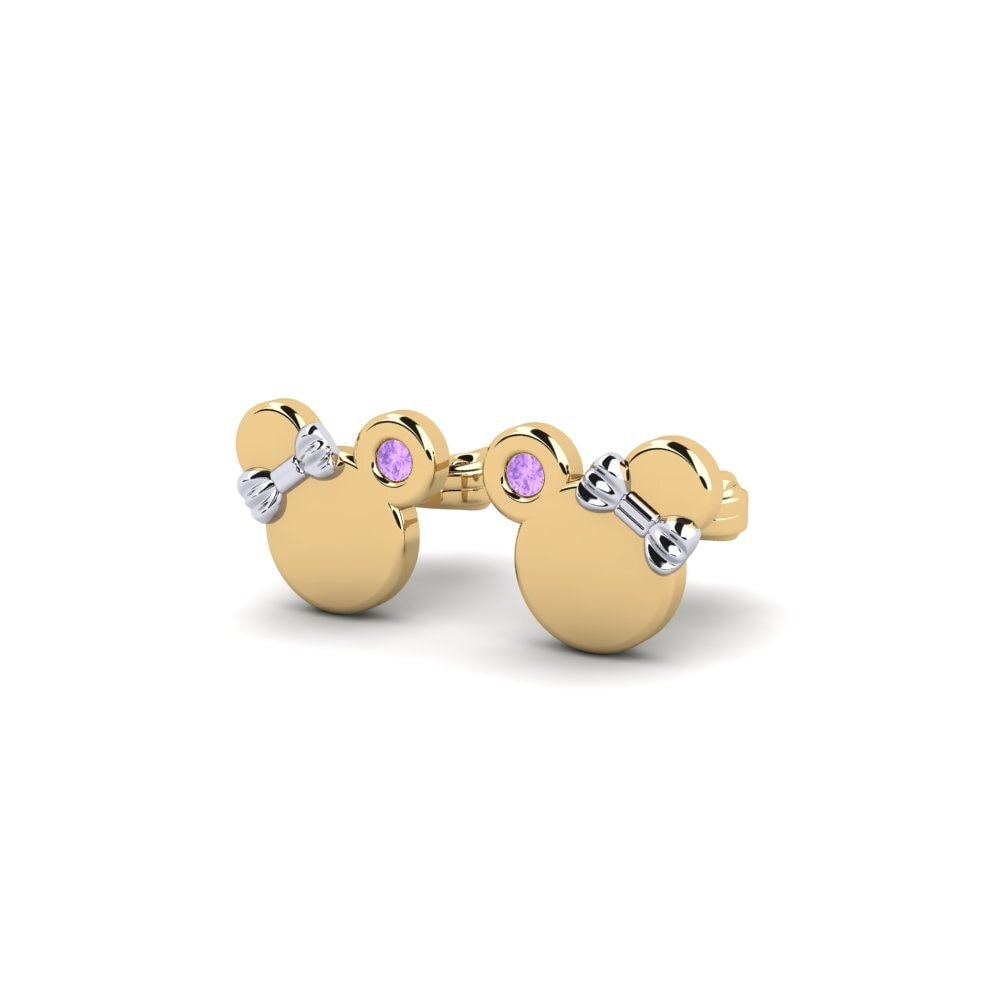 14k Yellow & White Gold Amethyst Kid's Earring Shappir