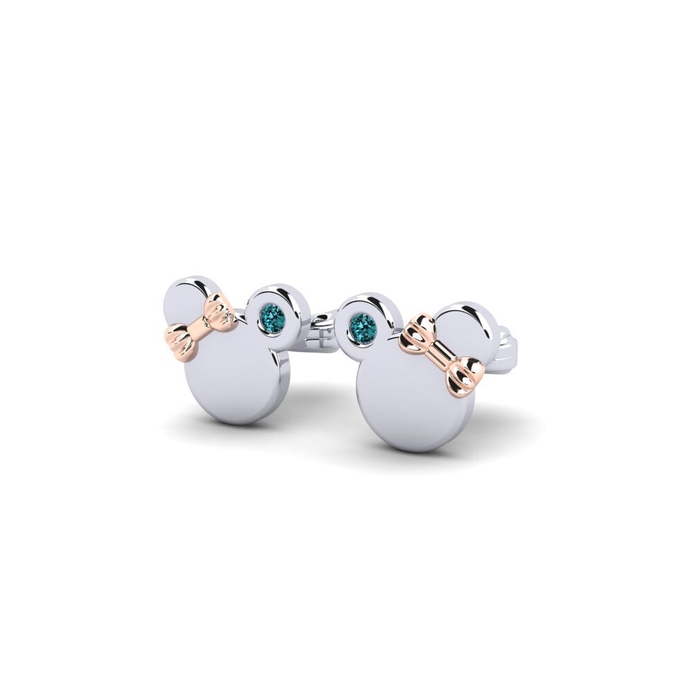 14k White & Rose Gold Blue Diamond Kid's Earring Shappir