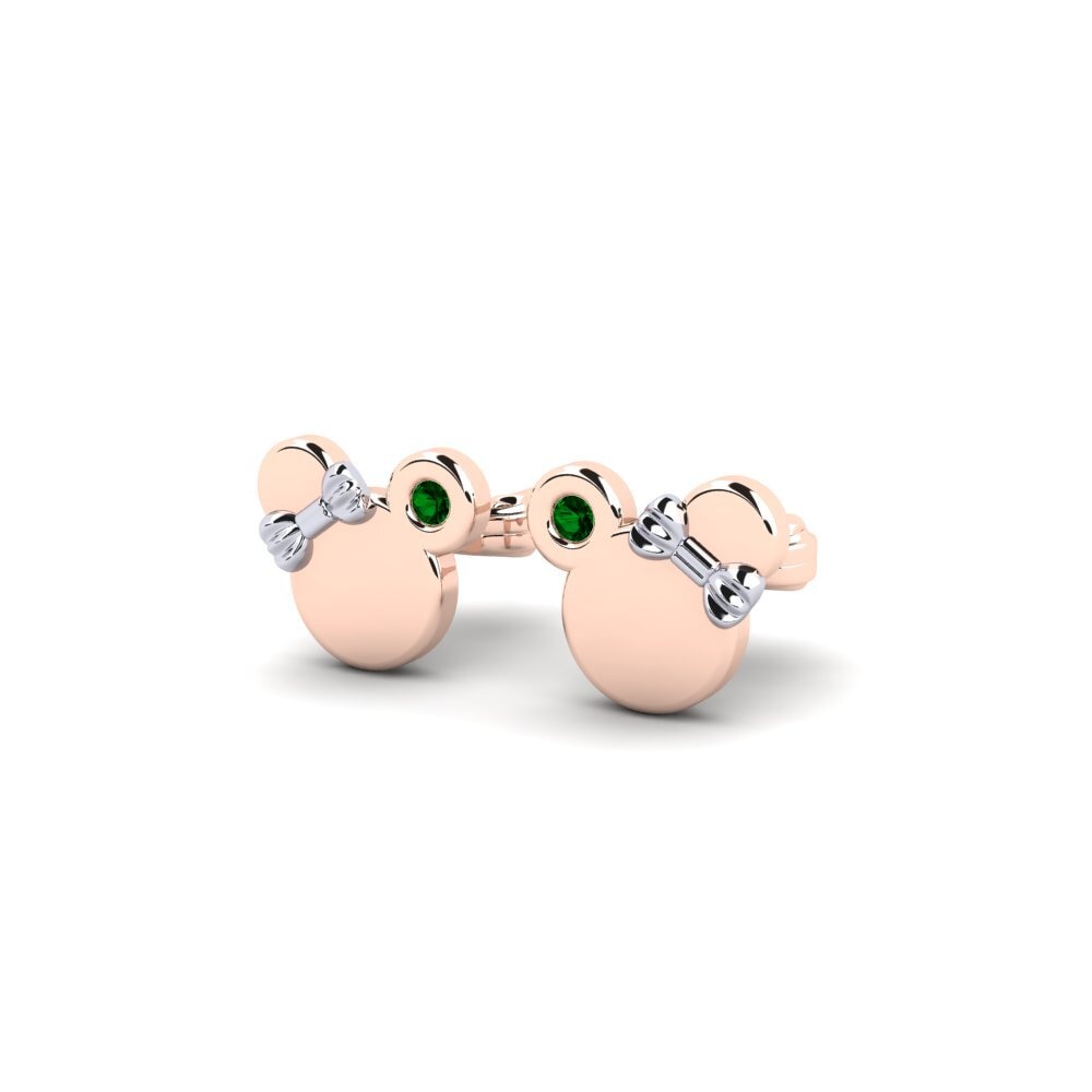 14k Rose & White Gold Green Zirconia Kid's Earring Shappir