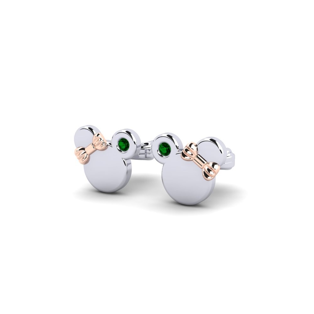 14k White & Rose Gold Green Zirconia Kid's Earring Shappir