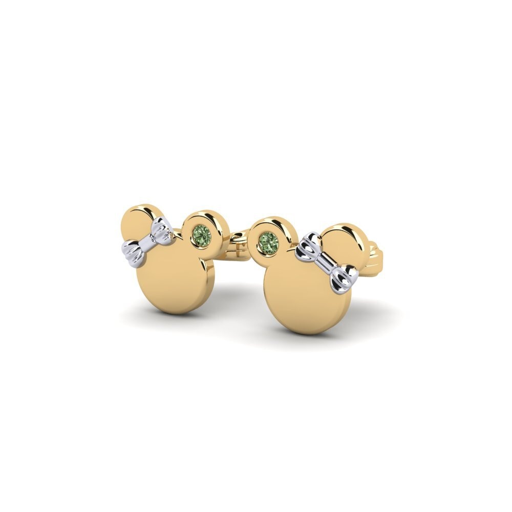 18k Oro Amarillo & Blanco Diamante Verde Pendiente para Niño Shappir
