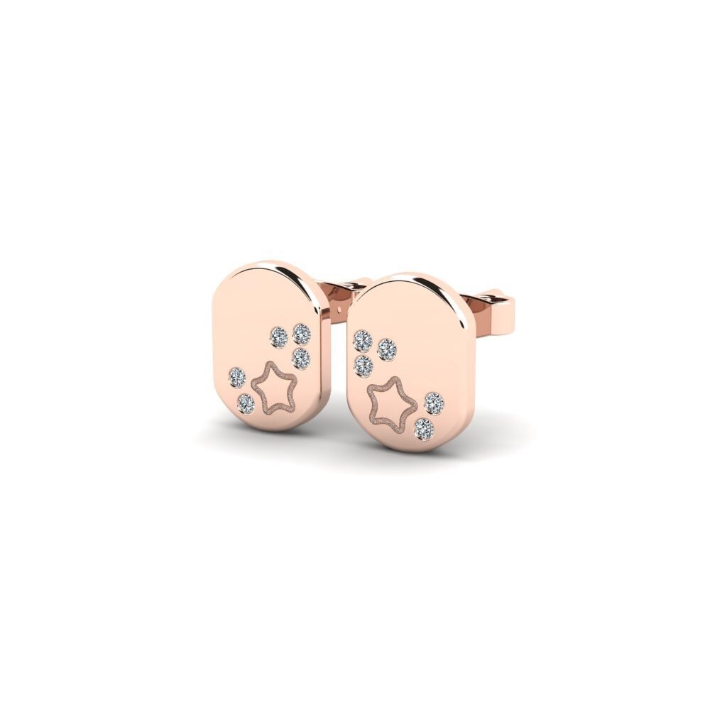 18ct Rose Gold Round Zirconia Kid's Earring Soiel