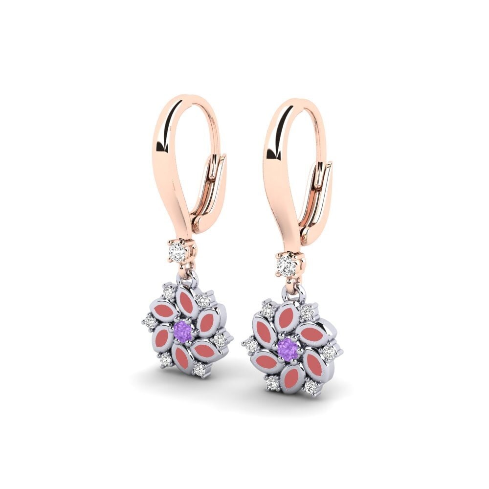 14k Rose & White Gold Amethyst Kid's Earring Watigen