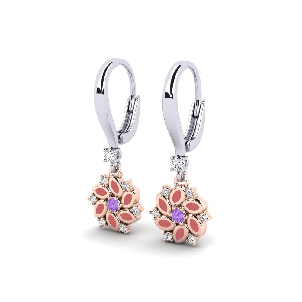 14k White & Rose Gold Amethyst Kid's Earring Watigen