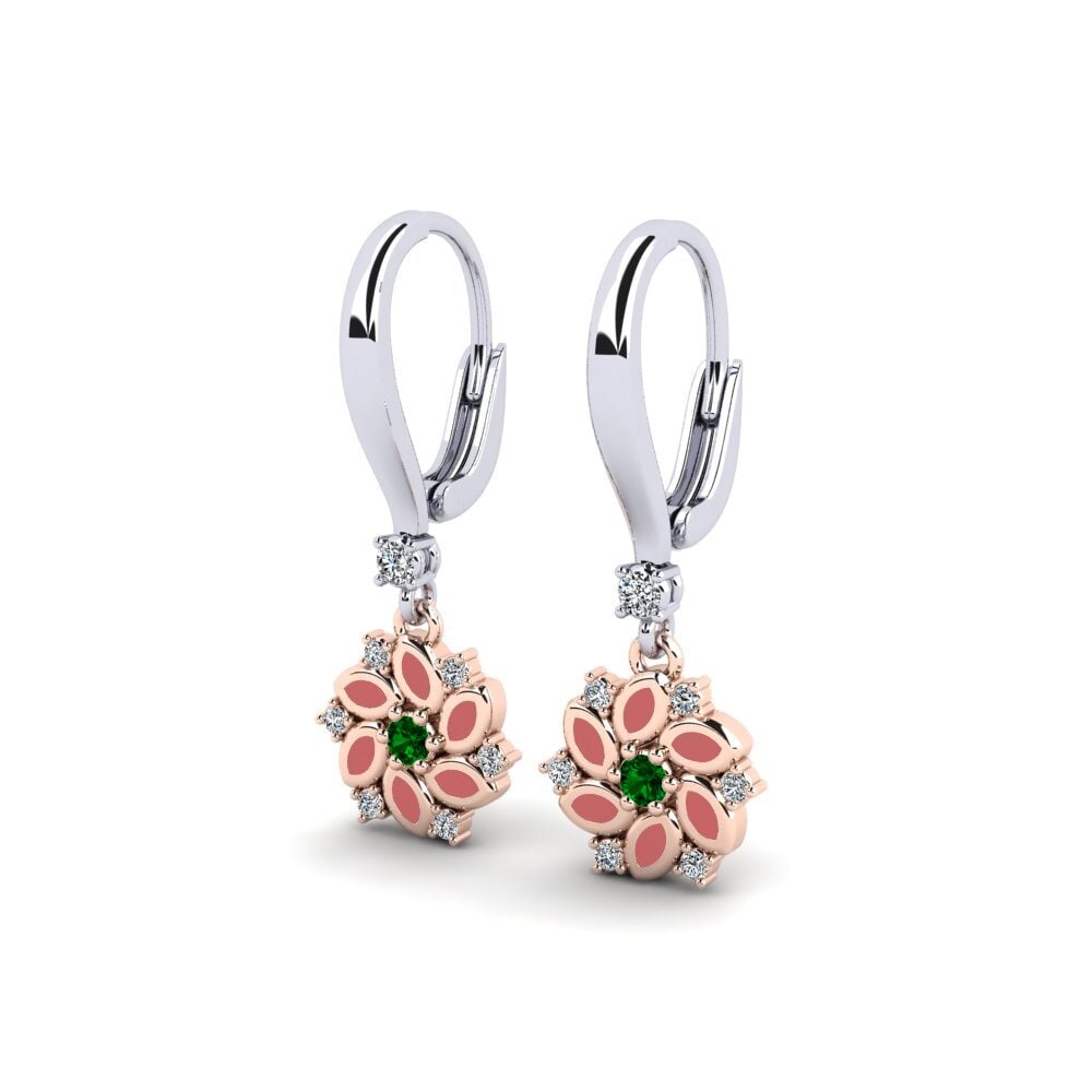 14k White & Rose Gold Green Zirconia Kid's Earring Watigen