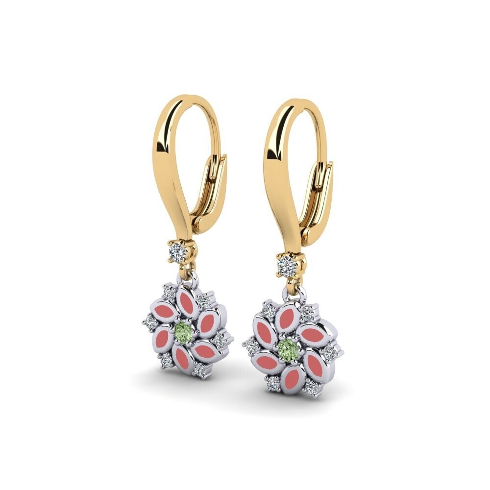 18k Oro Amarillo & Blanco Diamante Verde Pendiente para Niño Watigen