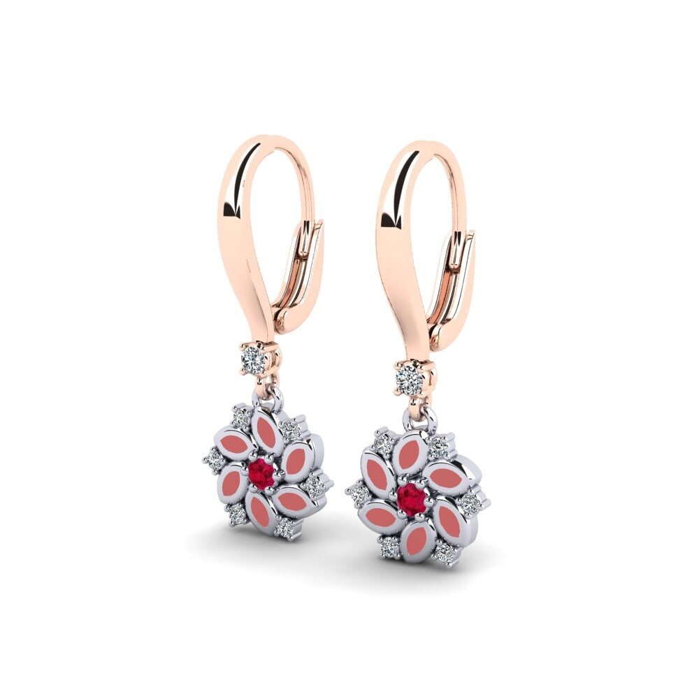 18k Rose & White Gold Ruby Kid's Earring Watigen