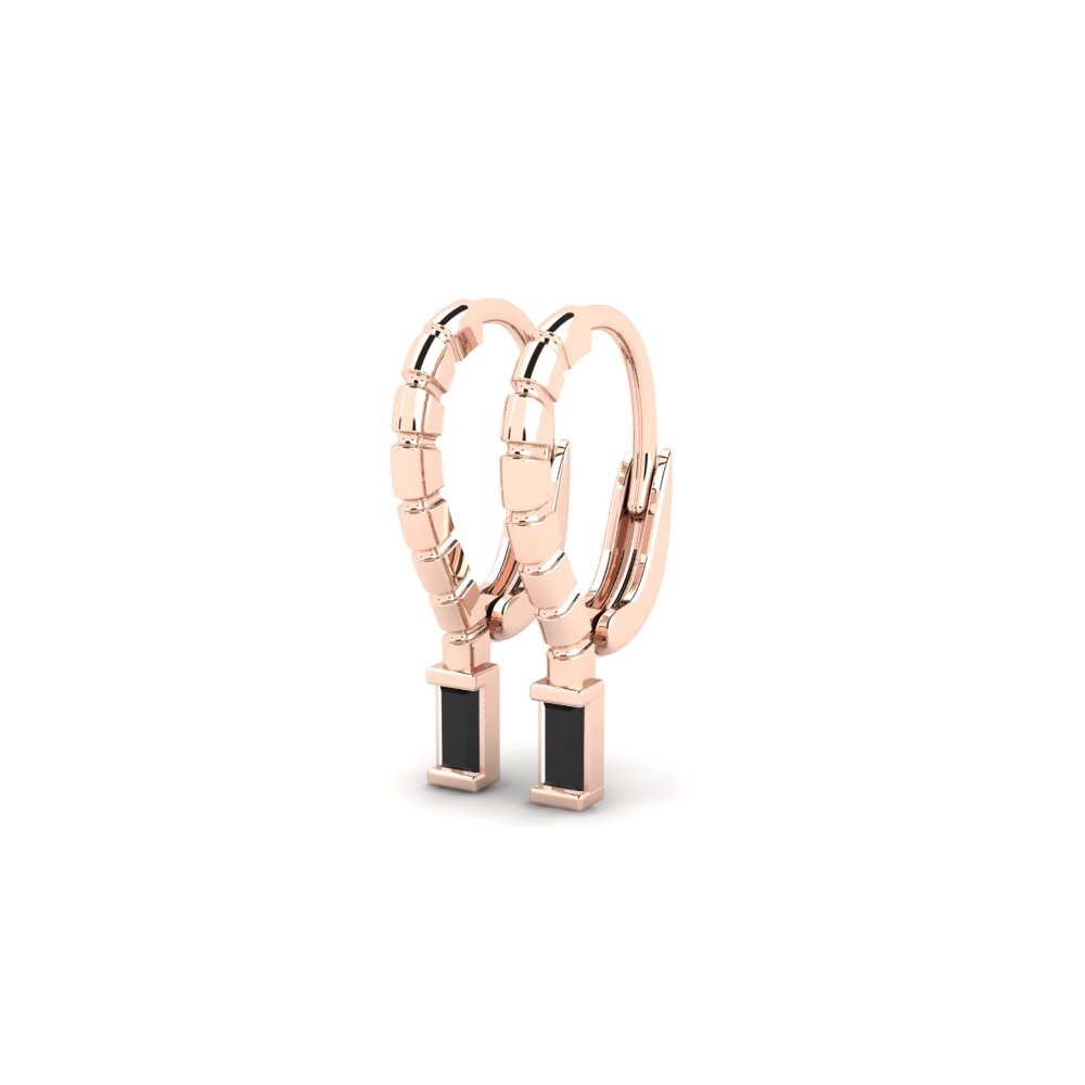 14k Rose Gold Black Sapphire Women's Earring Gournia