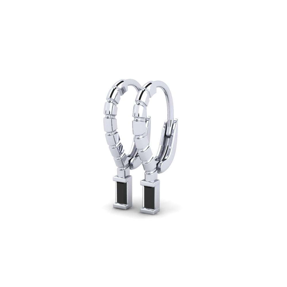 9k White Gold Black Sapphire Women's Earring Gournia
