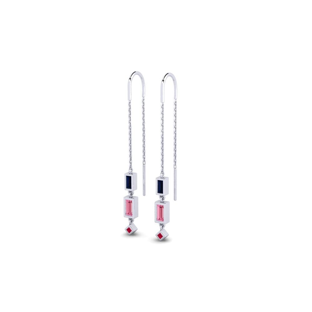 950 Platinum Pink Sapphire Women's Earring Gusau