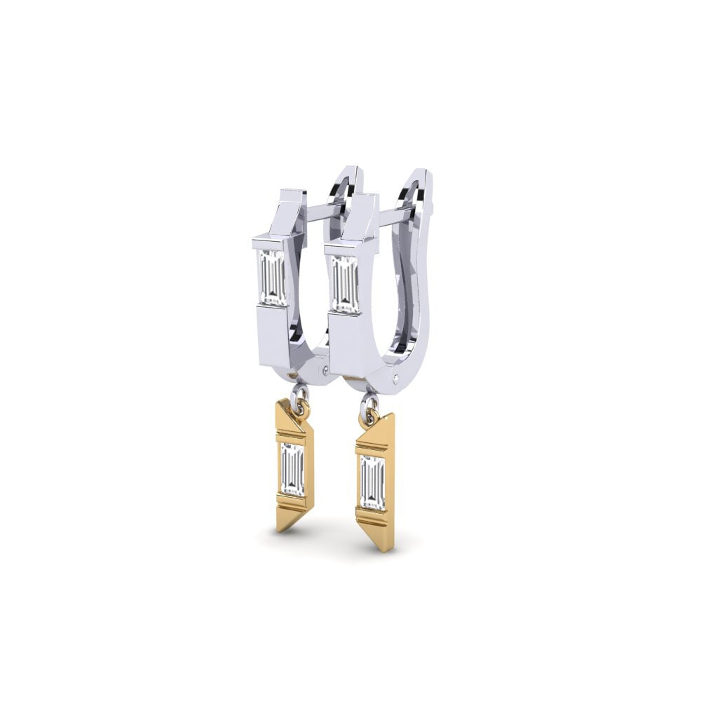 14k Oro Blanco & Amarillo Pendiente de mujer Hmuhtheih