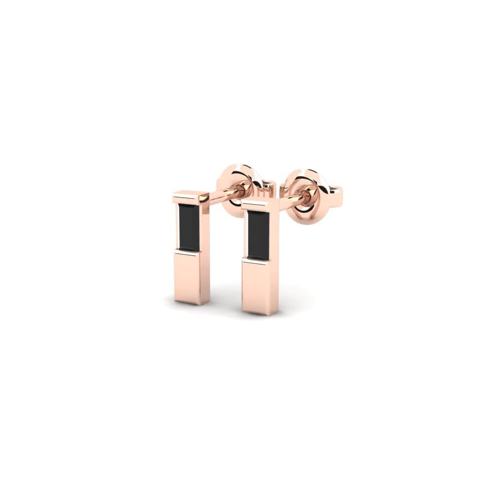 14k Rose Gold Black Sapphire Women's Earring Hunkalove - A