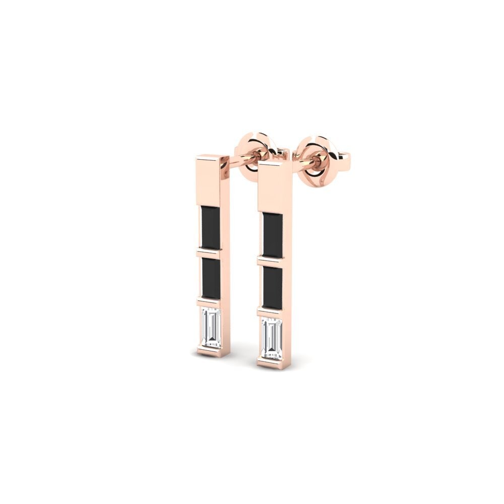 14k Rose Gold Black Sapphire Women's Earring Hunkalove - B