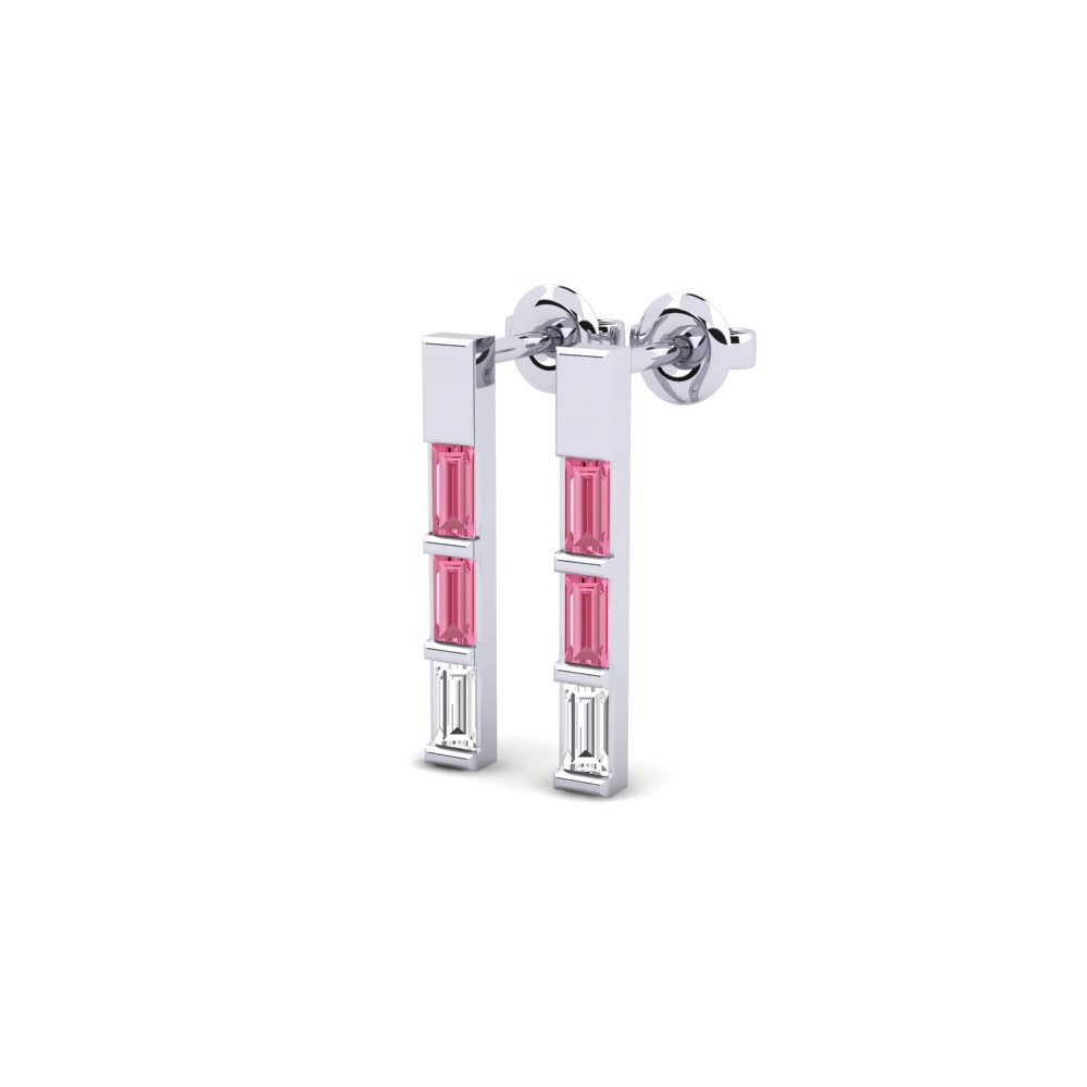 Pink Sapphire Women's Earring Hunkalove - B