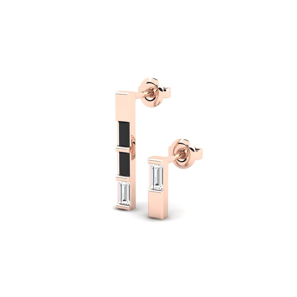 14k Rose Gold Black Sapphire Women's Earring Hunkalove - SET