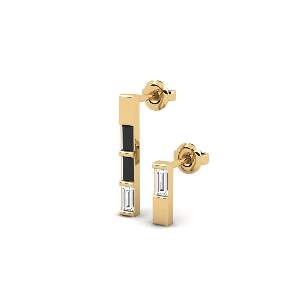 14k Yellow Gold Black Sapphire Women's Earring Hunkalove - SET