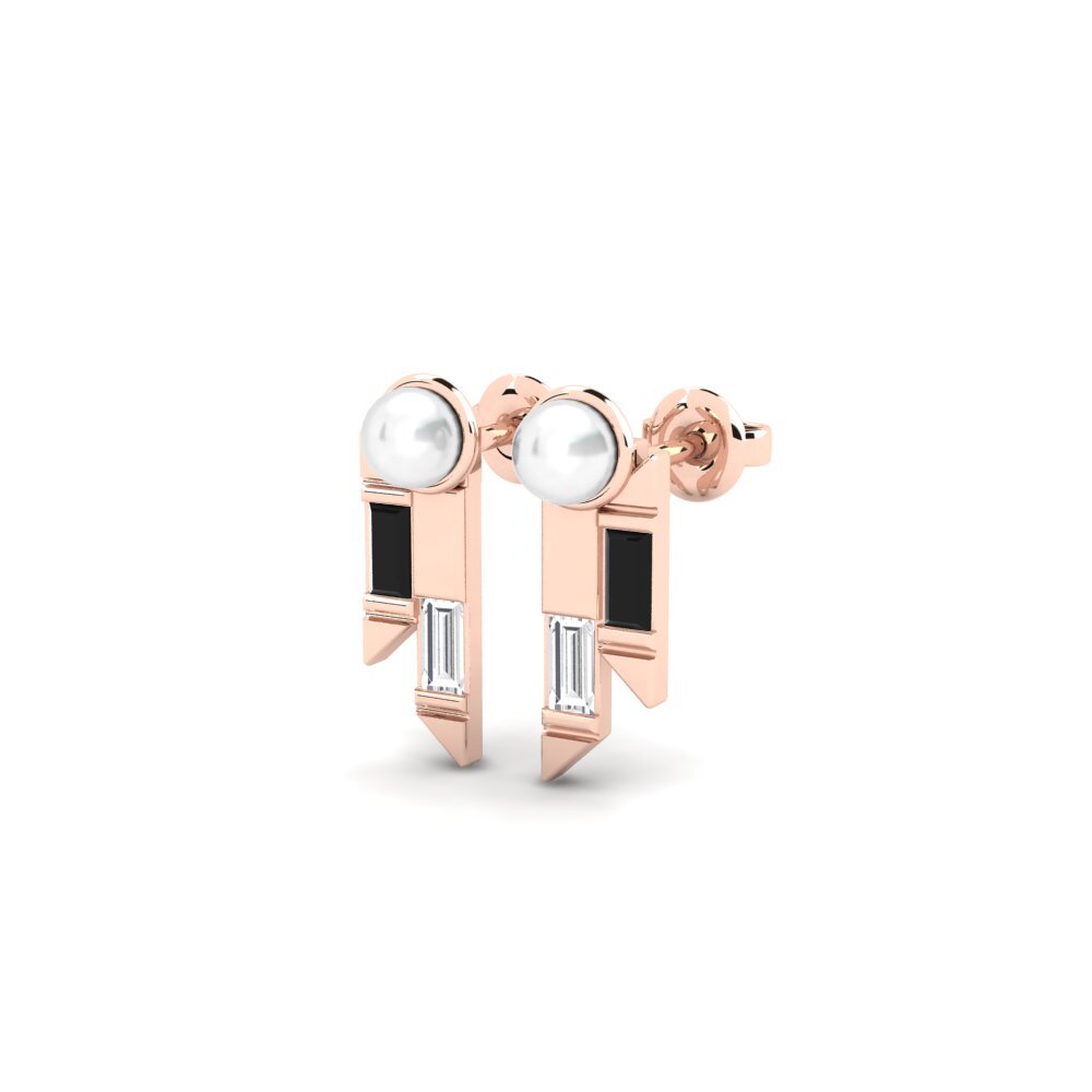 14k Rose Gold Black Sapphire Women's Earring Ikiosak