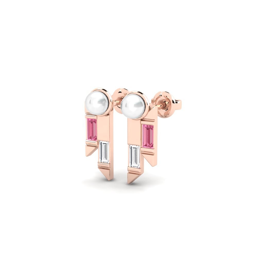 14k Rose Gold Pink Sapphire Women's Earring Ikiosak