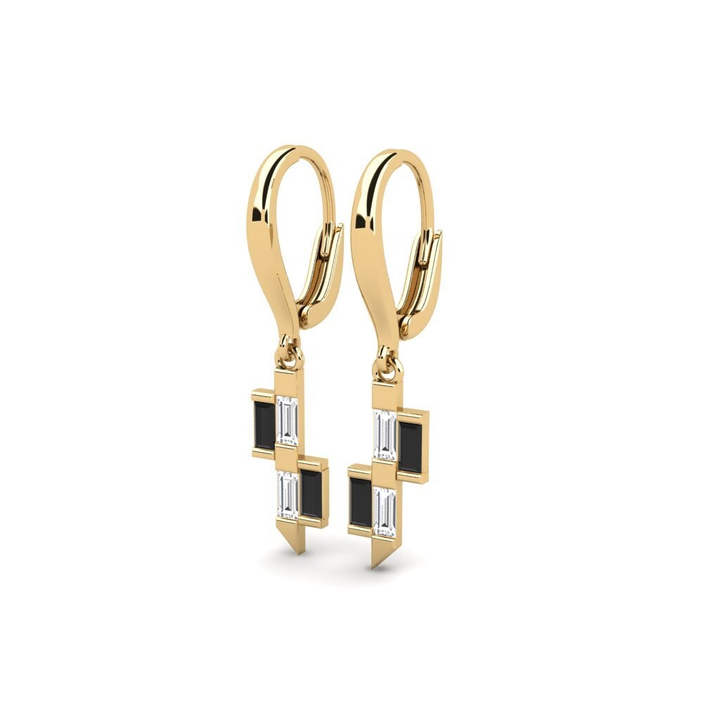 14k Yellow Gold Black Sapphire Women's Earring Inyibiba