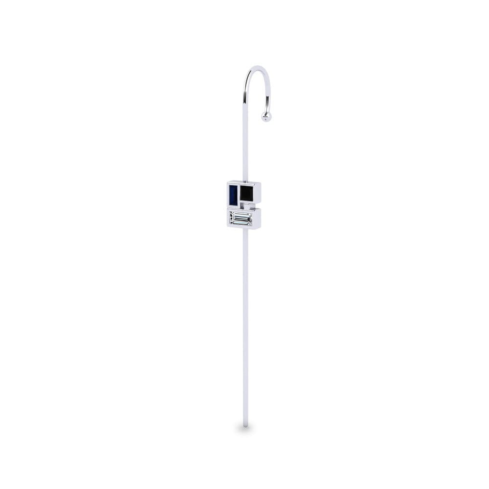 9k White Gold Black Sapphire Ear Piercing Jabor
