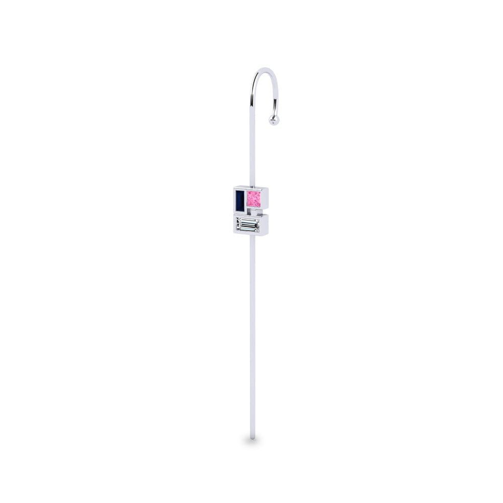 950 Platinum Pink Sapphire Ear Piercing Jabor