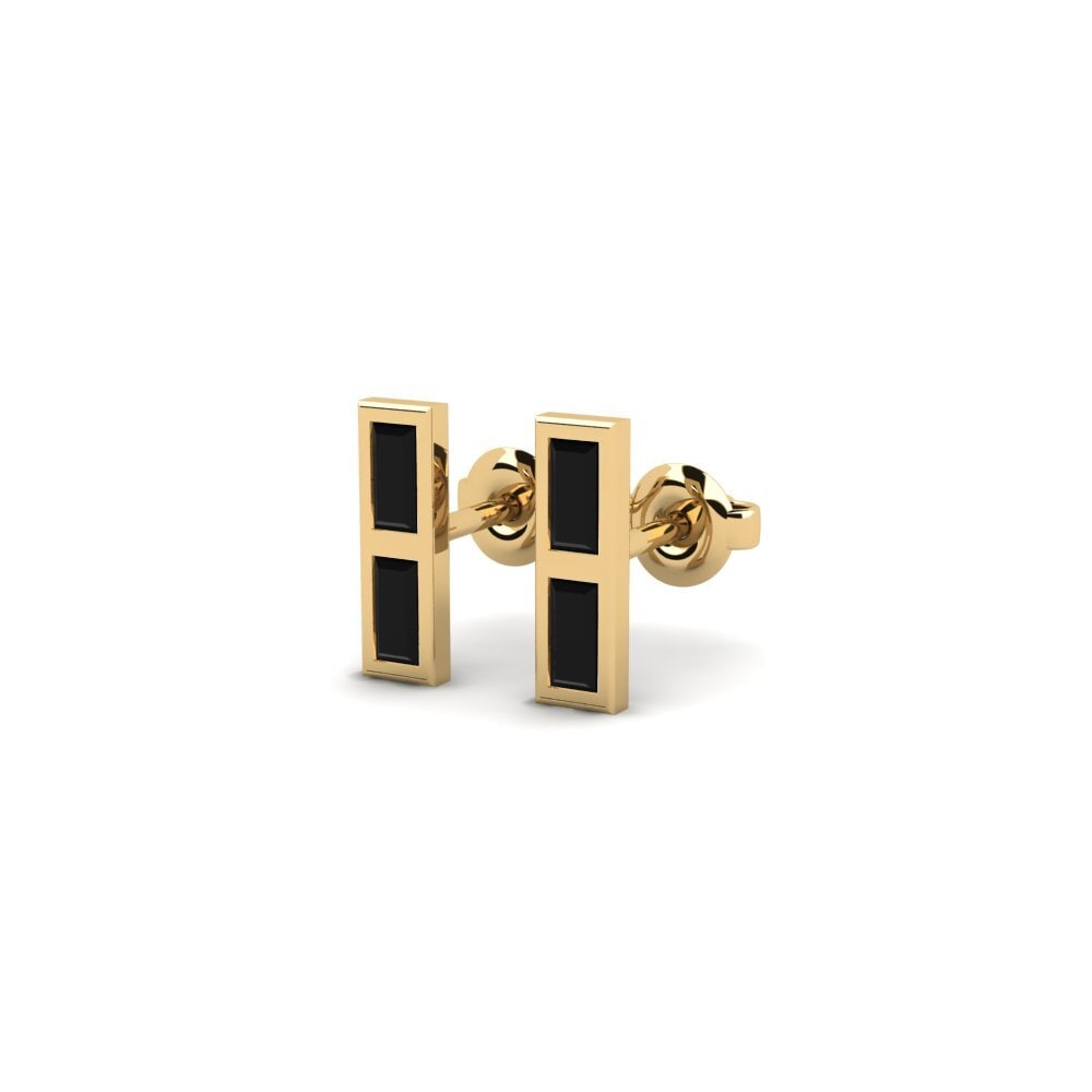 14k Yellow Gold Black Sapphire Women's Earring Khahla