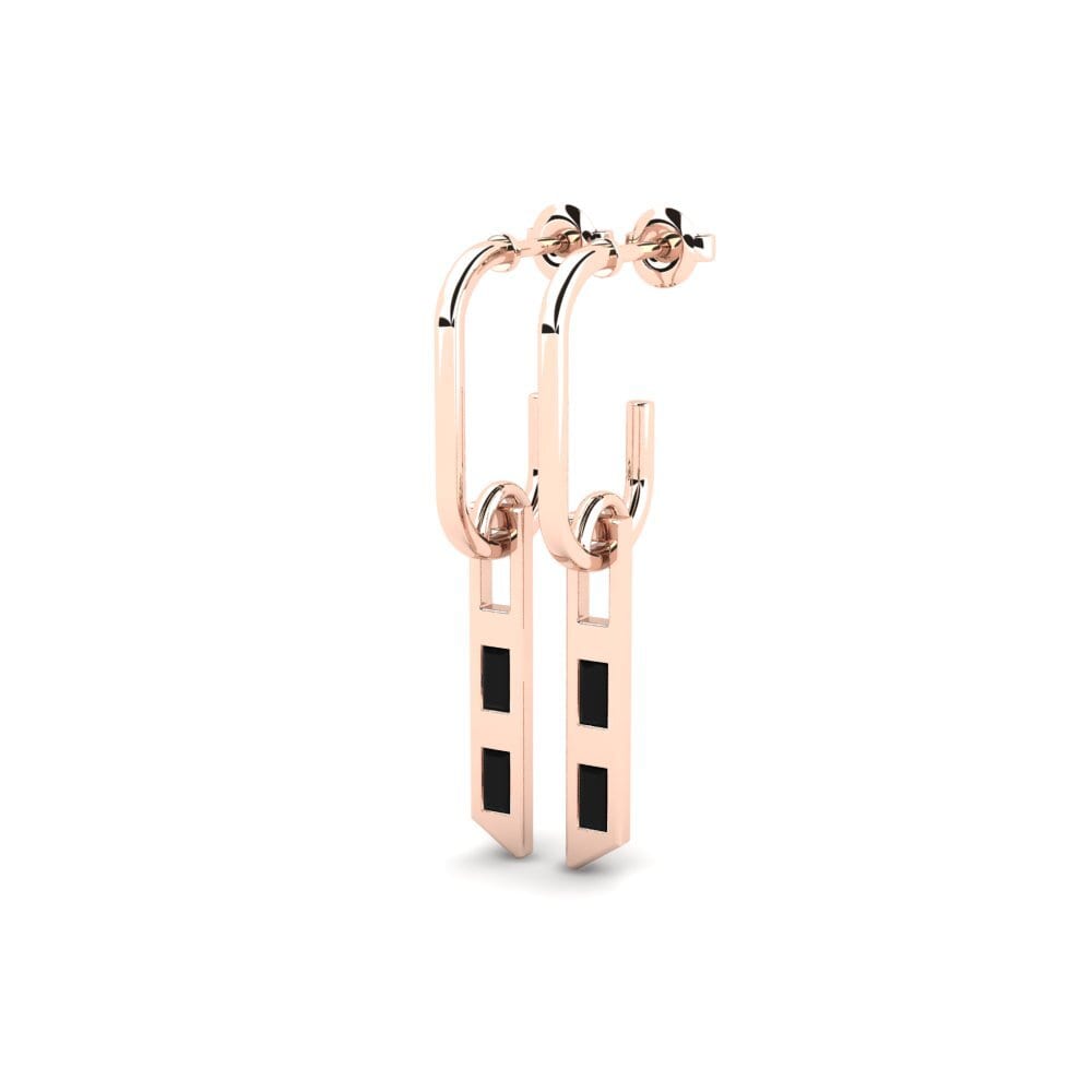 14k Rose Gold Black Sapphire Women's Earring Kontantman