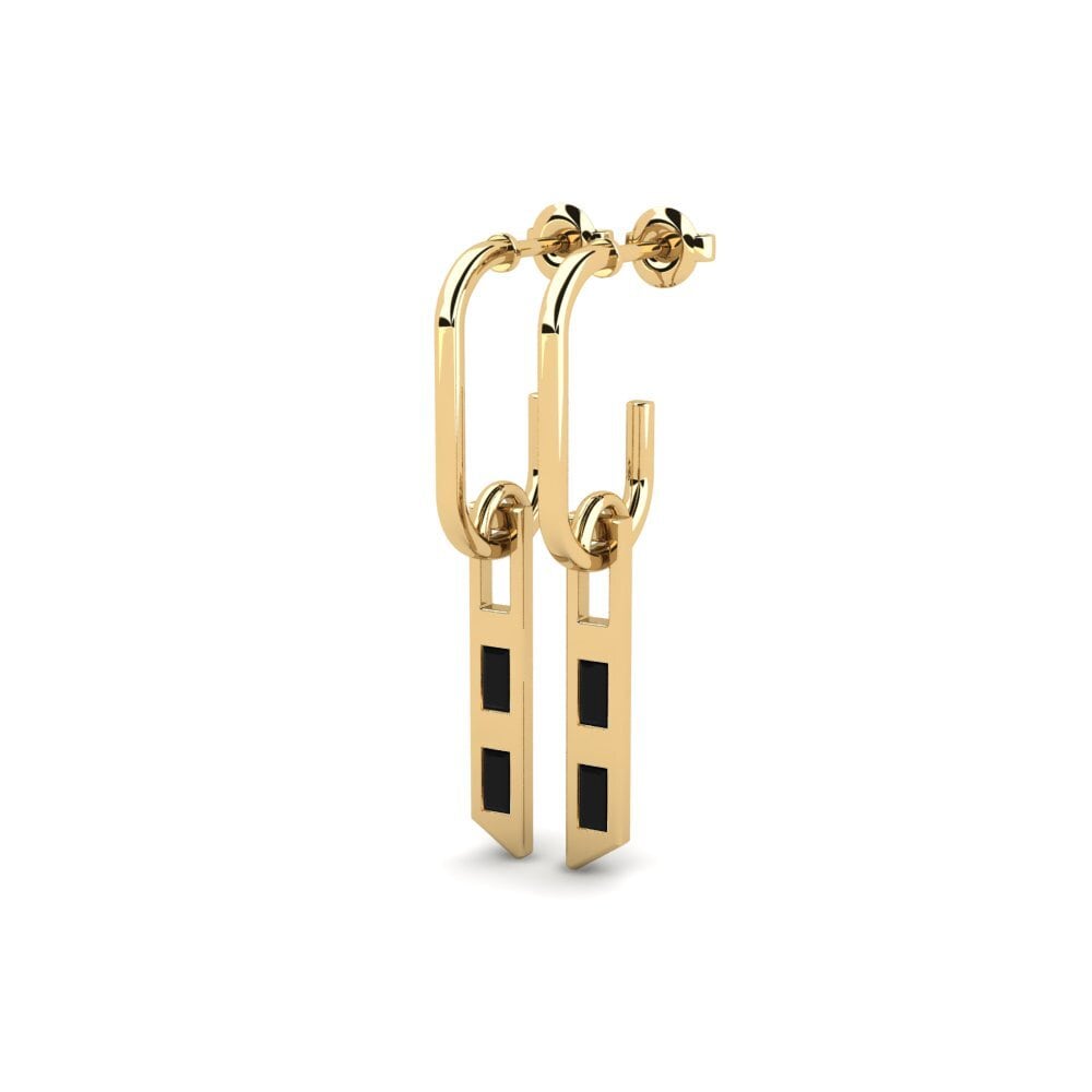 14k Yellow Gold Black Sapphire Women's Earring Kontantman
