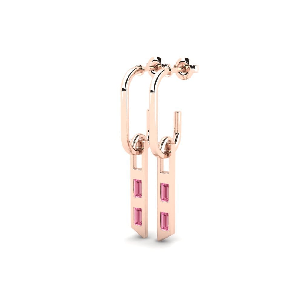 14k Rose Gold Pink Sapphire Women's Earring Kontantman