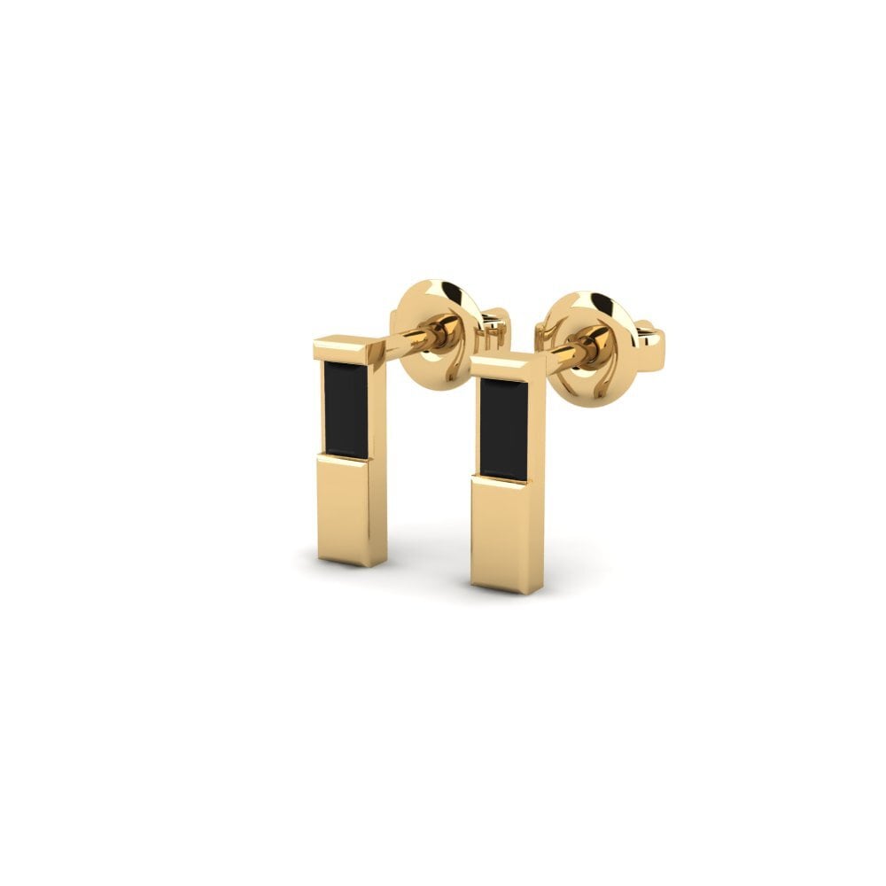 14k Yellow Gold Black Sapphire Women's Earring Lutimbe