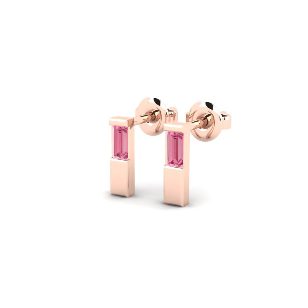 14k Rose Gold Pink Sapphire Women's Earring Lutimbe