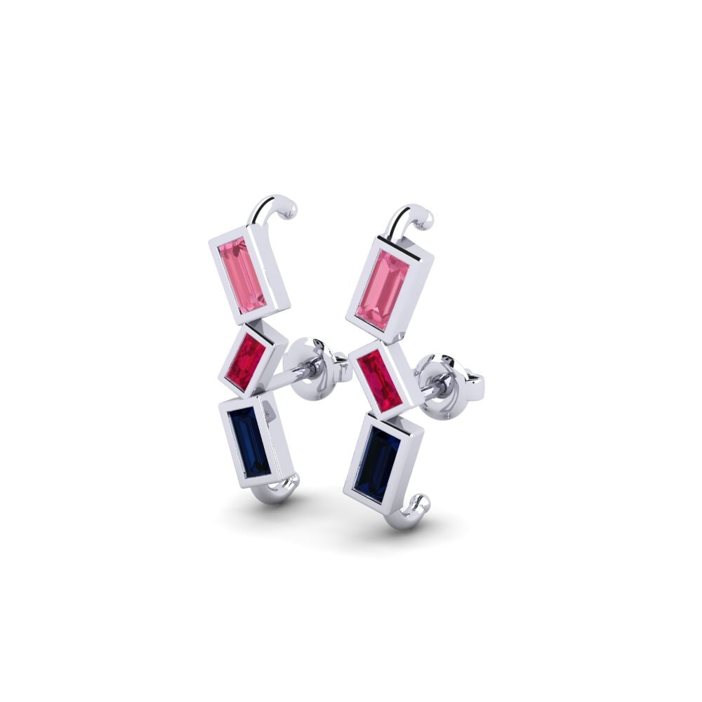 950 Platinum Pink Sapphire Women's Earring Marsaskala