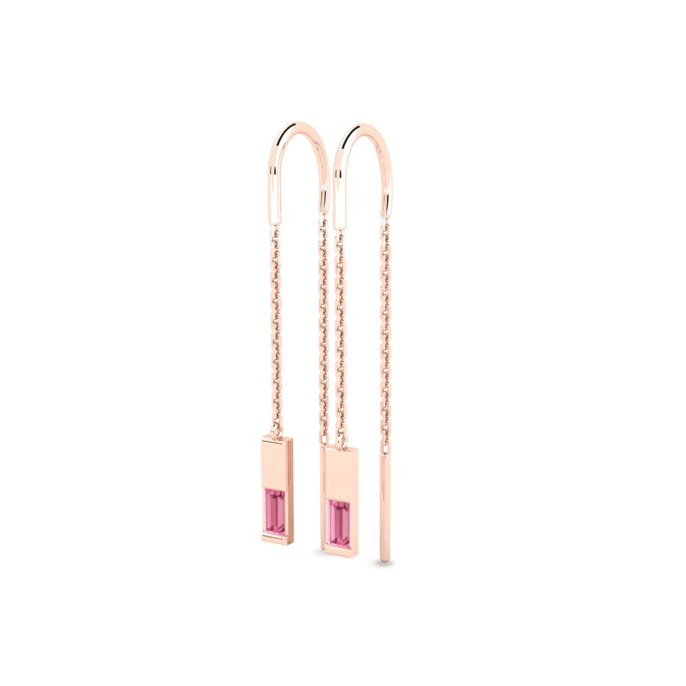 14k Rose Gold Pink Sapphire Women's Earring Mistyeyes